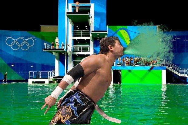 Olympic pool turns green: are mysterious Asian wrestlers to blame?