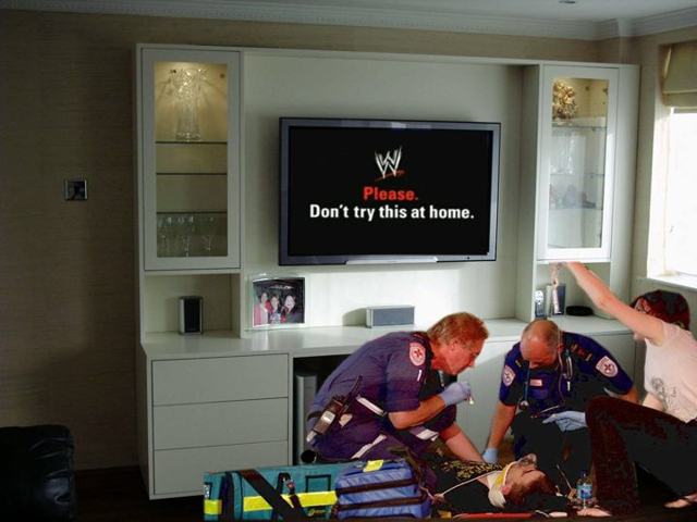 TV still paused on “Don’t Try This at Home” screen when paramedics arrive