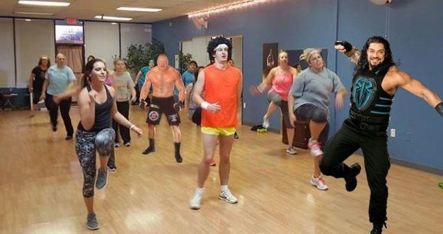 Awkwardness ensues when Lesnar and Reigns show up at same Jazzercize class