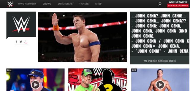 WWE.com currently 100% John Cena content