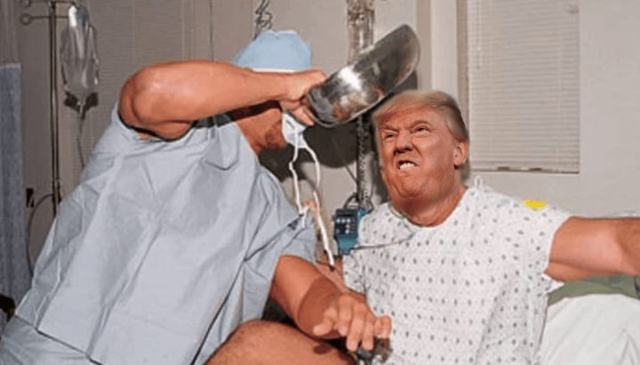 Trump gets surprise visit from bedpan-swinging “Nurse Austin”