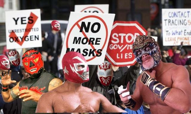 Mexican wrestlers demand “freedom from oppression” during anti-mask rally