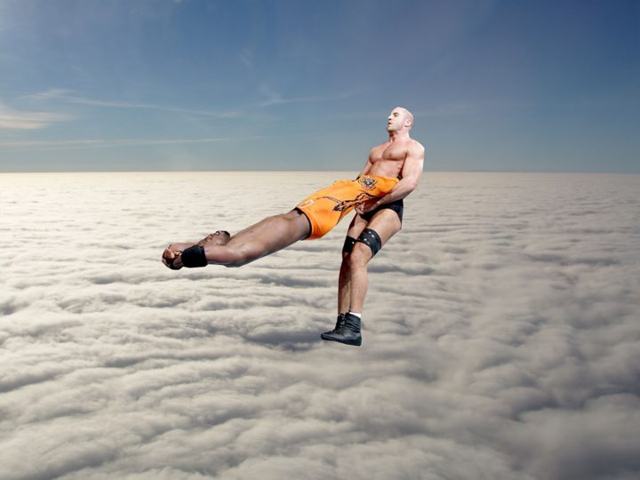 Cesaro and opponent take flight