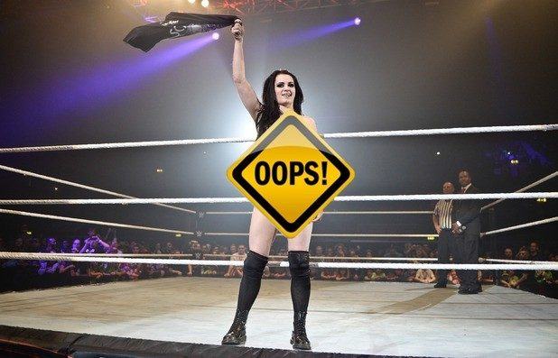 Paige has wardrobe malfunction at WWE event