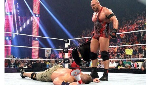 Cena begins using megaphone to “call spots” in the ring