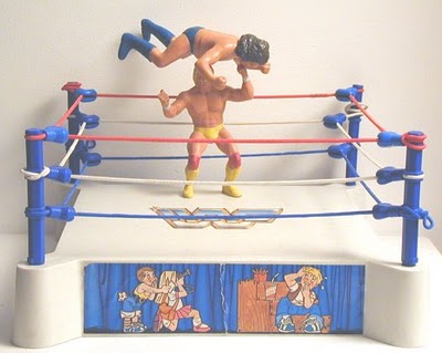 Middle-aged man re-enacts entire WrestleMania 3 with LJN action figures while his kids nap