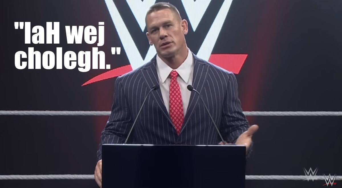 Cena speaks fluent Klingon at WWE press conference on planet Qo’noS