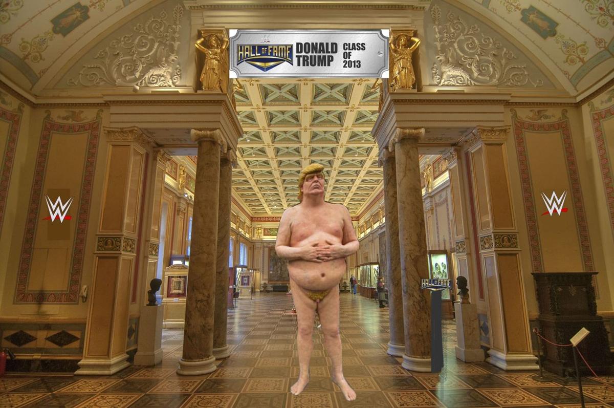 Protesters demand removal of Trump statue from WWE Hall of Fame