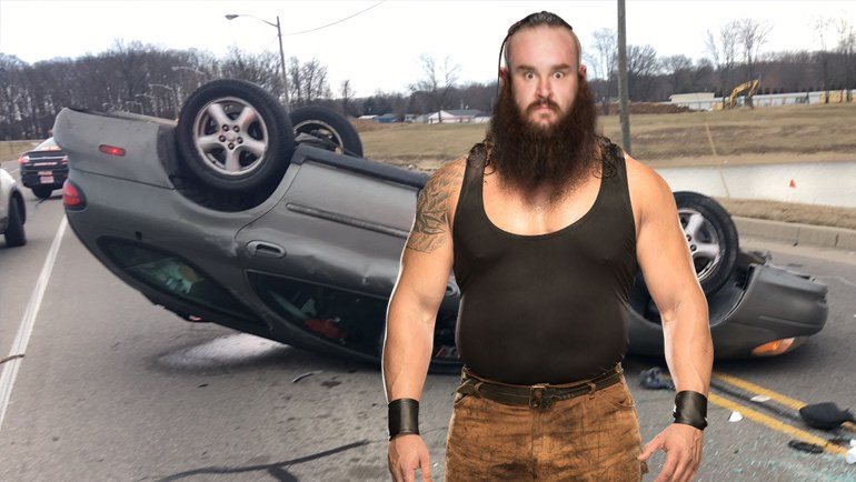 Strowman accidentally flips his own car