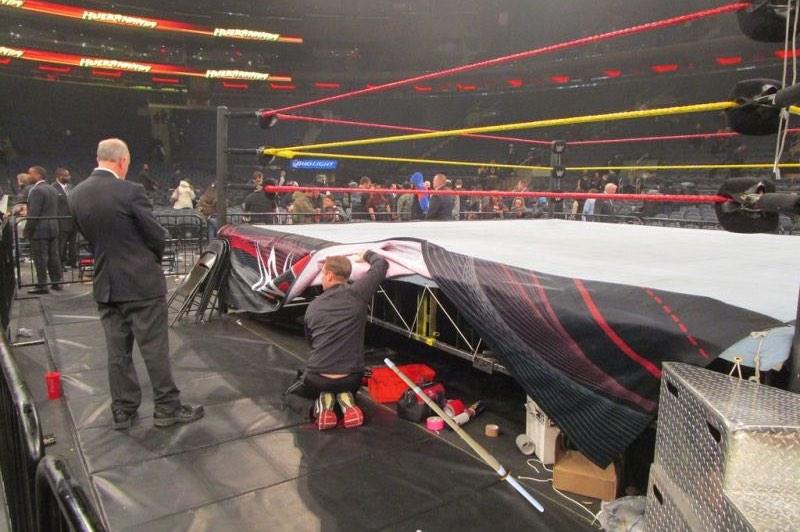 Tools required to assemble wrestling ring apparently include kendo stick