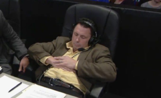 “Something something Big Dog something something yard,” murmurs sleeping Michael Cole