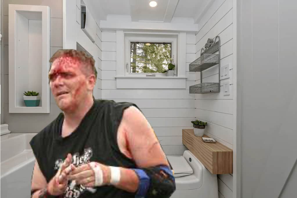 Deathmatch wrestler stubs toe, bleeds profusely from forehead