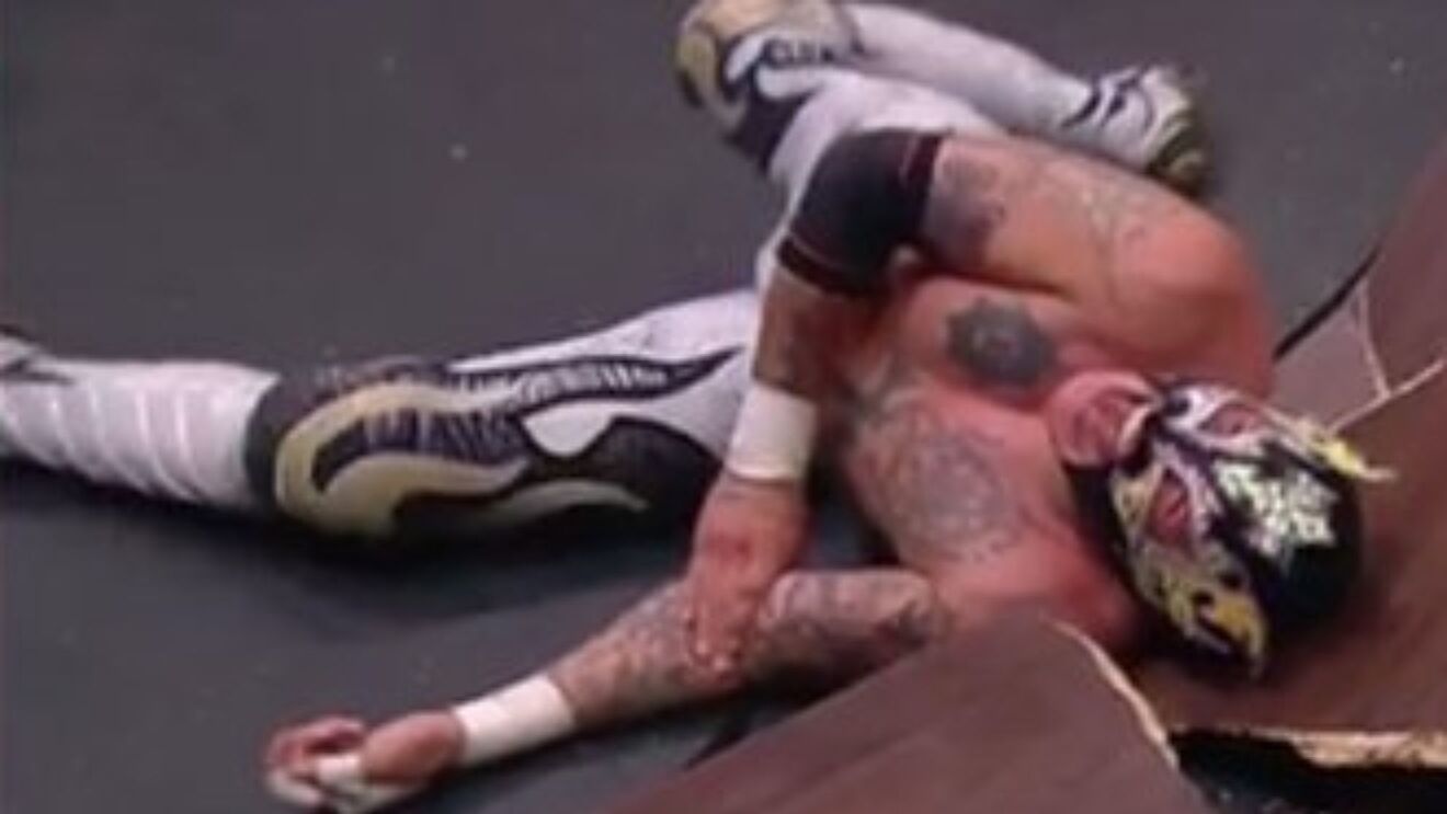 “This is hard to watch,” exclaims wrestling commentator during 17th replay of gruesome injury